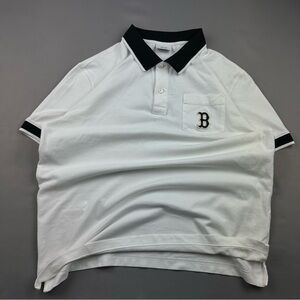 MLB White Polo with Black Boston Red sox